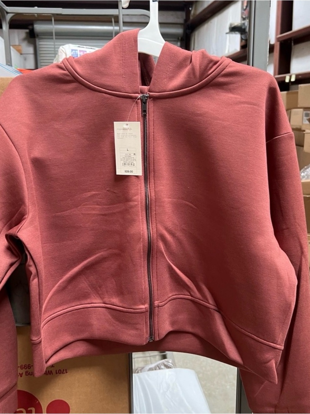 A New Day Cropped Zip-Up Hoodie in Rust Large NWT